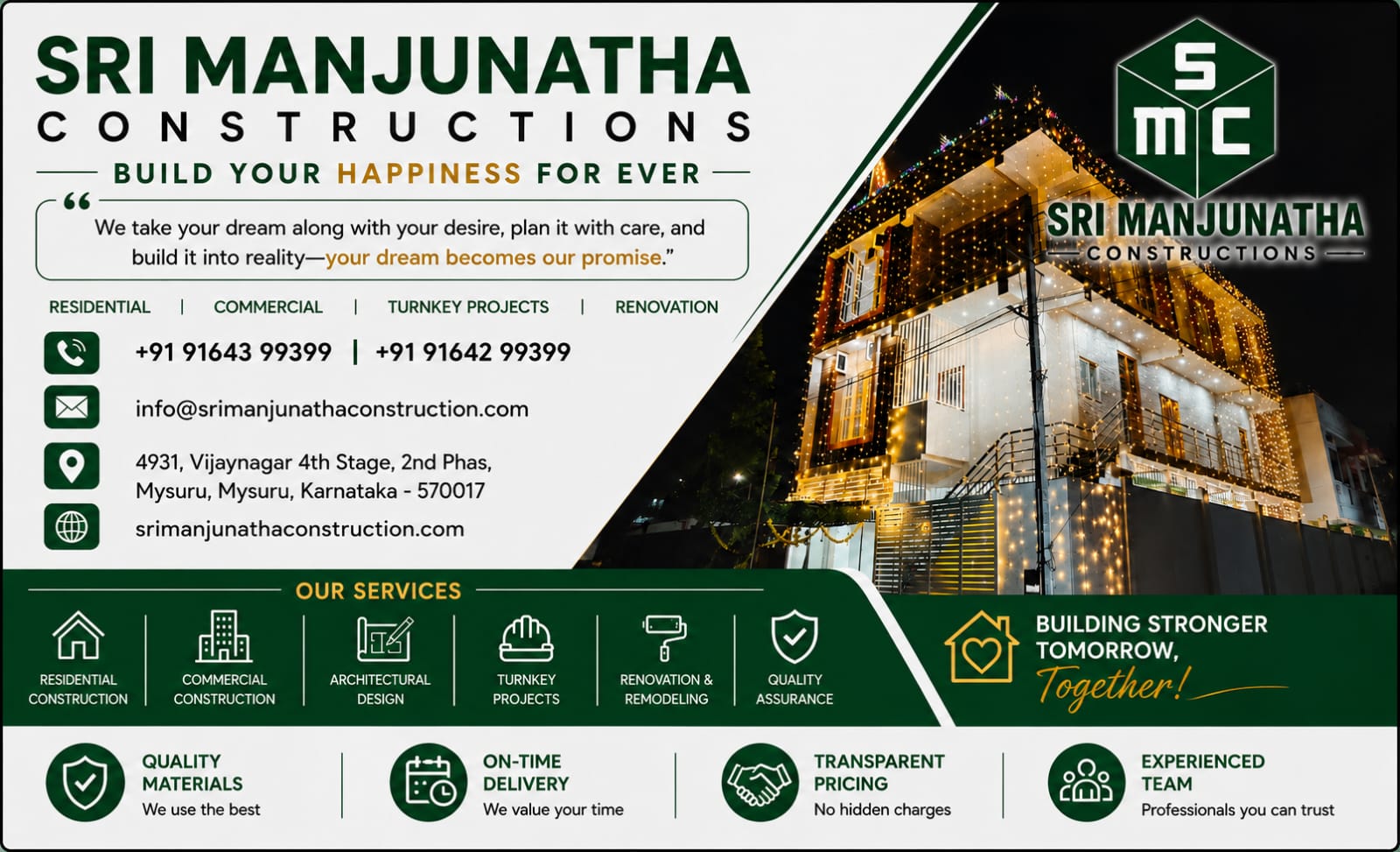 Sri Manjunatha Construction Banner